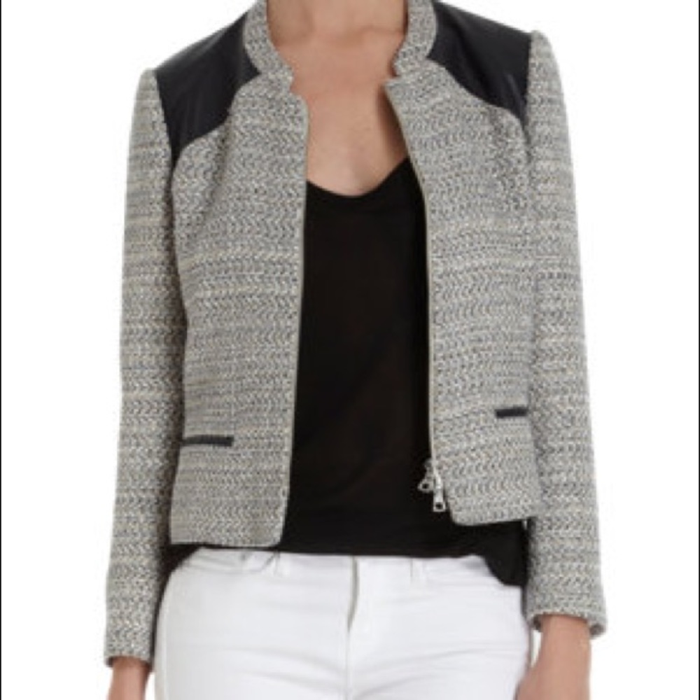 Tweed and Leather Jacket - Picture 3 of 14